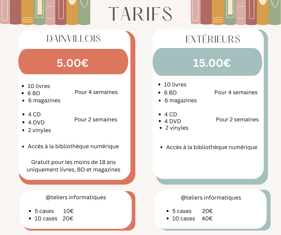 tarifs médiathèque 2024